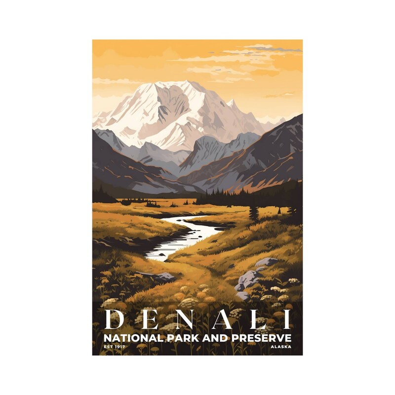 Denali National Park and Preserve Poster, Travel Art, Office Poster, Home Decor | S3